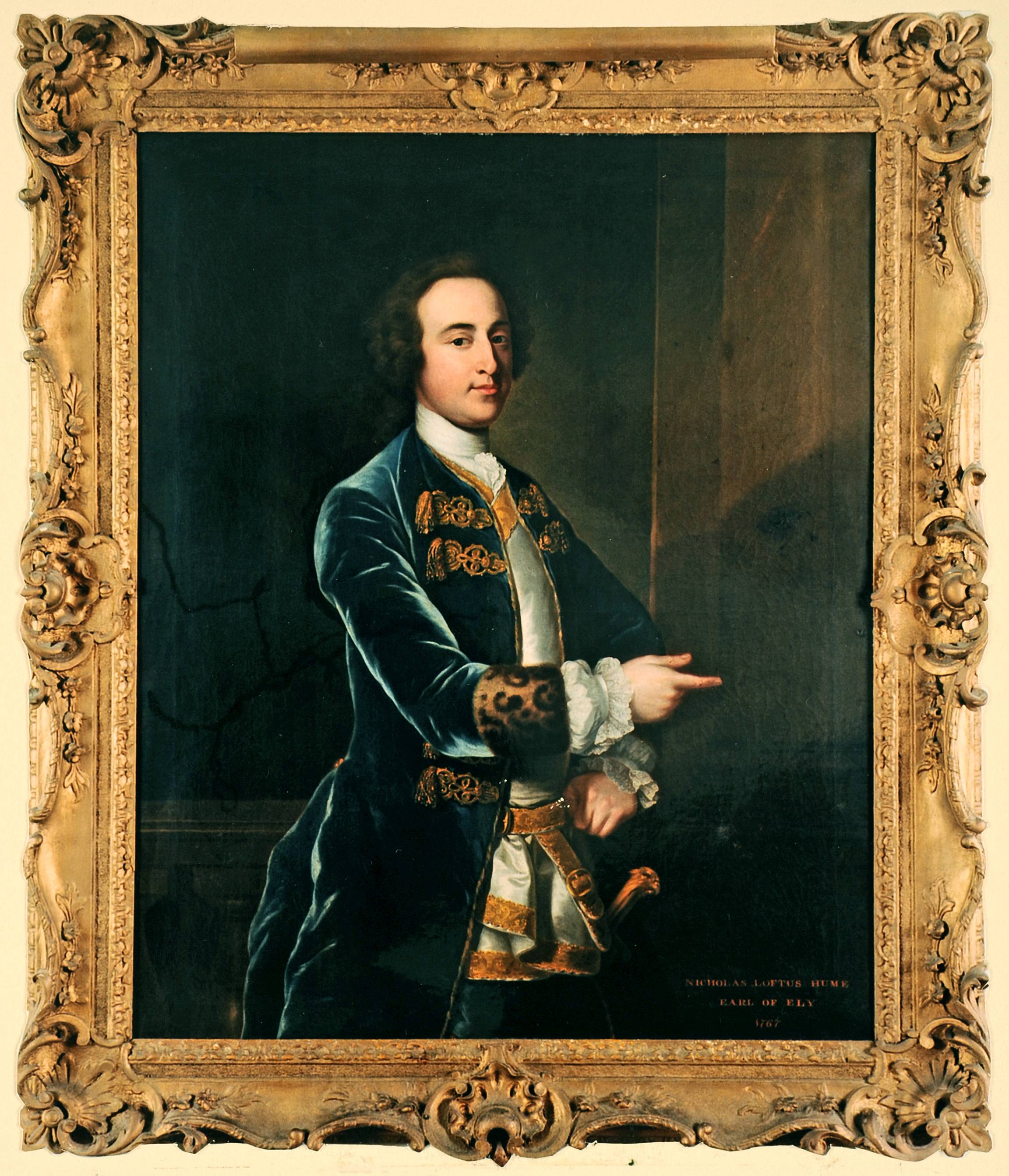 This portrait is of Nicholas Loftus Hume, 2nd Earl of Ely and is attributed to Robert Hunter. The painting is in a private collection, and the image is courtesy of Simon Loftus. 